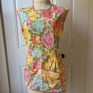 Vintage 70s handmade floral cobblers smock full apron